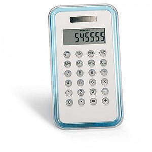 8-číselná kalkulačka, transparentní modrá - reklamní předměty