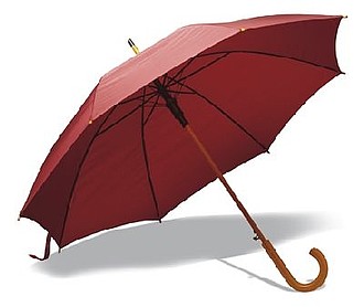 ACHILLE Automatický deštník s dřevěnou rukojetí, oranžový