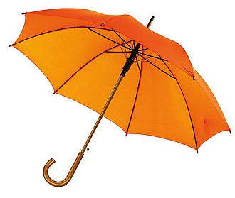 Automatický deštník, oranžová, dřevěná rukojeť, pr. 103 cm