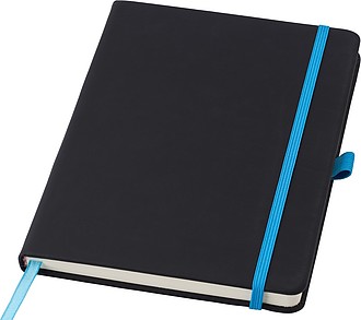 BARTAMUR Linkovaný zápisník A5 s tvrdými černými deskami a barevnou gumičkou, 96 stran, oranžová