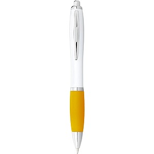 Bílá propiska Nash s barevným úchopem, žlutá
