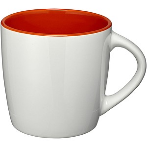 Bílý keramický hrnek s barevným vnitřkem, objem 340 ml, bílá/tmavě oranžová - reklamní hrnky