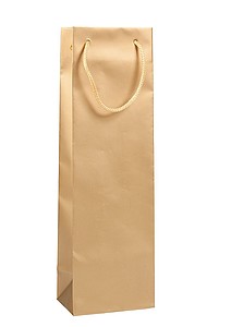 BLINK papírová taška na víno s textilními držadly 12x9x40 cm, zlatá - taška s vlastním potiskem