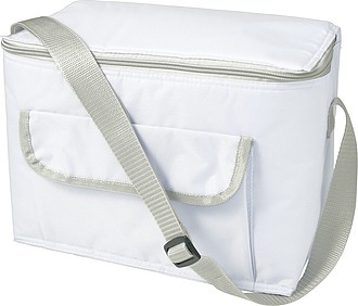 Chladící taška s přední kapsou, bílá - reklamní předměty