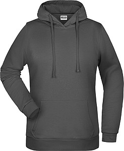 Dámská mikina s kapucí James Nicholson sweat hoodie women, antracitová, vel. XS