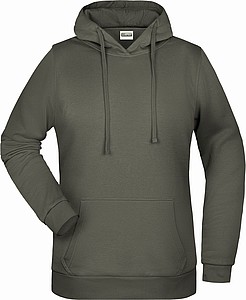 Dámská mikina s kapucí James Nicholson sweat hoodie women, šedá, vel. XXL