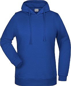 Dámská mikina s kapucí James Nicholson sweat hoodie women, tmavá královská modrá, vel. XS