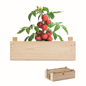 Dřevěná bedýnka se semínky rajčat - reklamní předměty