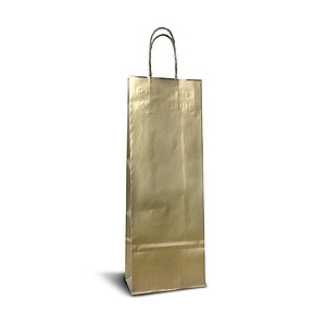 DUNEO Papírová taška na víno 14x8x39 cm, zlatá