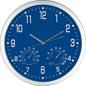 GASPRA Nástěnné hodiny s vlhkoměrem a teploměrem, modré
