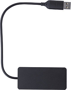 Hliníkový USB hub, černý - reklamní předměty
