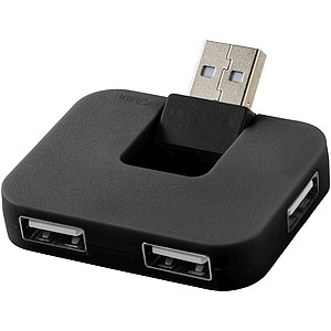 HUBBA USB hub se 4 porty a sklopným USB vstupem, černá - reklamní předměty