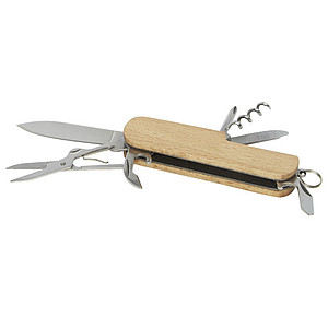 Kapesní nůž se 7 funkcemi, dřevěná rukojeť - reklamní předměty