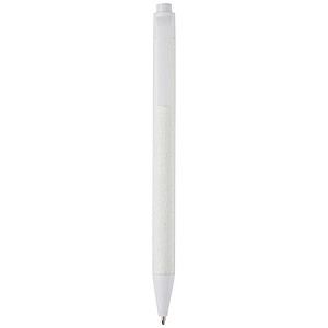 Kuličkové pero s černou náplní, vyrobeno z přírodních materiálů, bílé - reklamní předměty