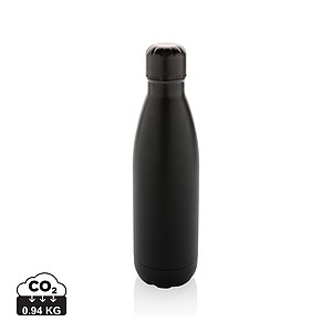 Láhev na pití, 500ml, recyklovaná nerezová ocel, černá - ekologické reklamní předměty