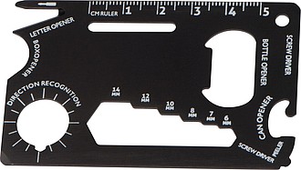 LUCINDA Pohotovostní visačkana zavazadlo s mininářadím ve tvaru karty,stříbrná/černá