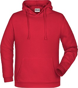 Pánská mikina s kapucí James Nicholson sweat hoodie men, červená, vel. S