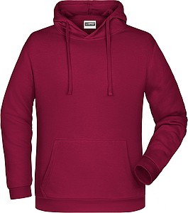 Pánská mikina s kapucí James Nicholson sweat hoodie men, vínová, vel. S