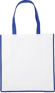 PARIOLA Nákupní taška z netkané textilie, bílá s tm.modrým lemem - taška s vlastním potiskem