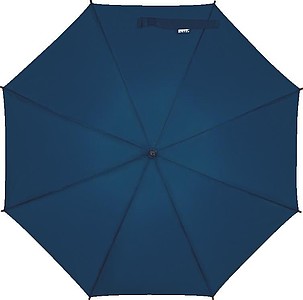 PERIL Automatický deštník z recyklovaného polyesteru, dřevěná rukojeť, modrá