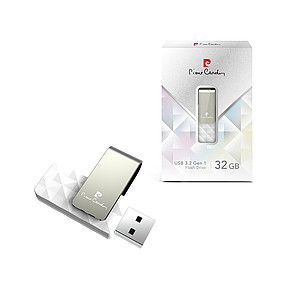 PIERRE CARDIN ETOILE Elegantný otočný USB flash disk, biela - reklamní předměty