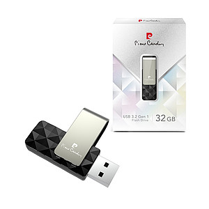 PIERRE CARDIN ETOILE Elegantný otočný USB flash disk, čierna - reklamní předměty