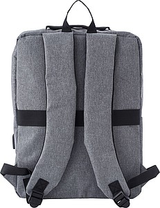 Polyesterový batoh s USB portem do vnitřní části, šedý - reklamní předměty