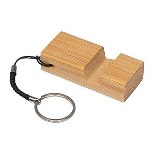 Přívěšek na klíče s bambusovým stojanem na mobil
