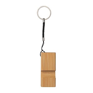 Přívěšek na klíče s bambusovým stojanem na mobil