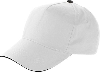 PROGRESA Pětipanelová bavlněná čepice, bílá - reklamní kšiltovky