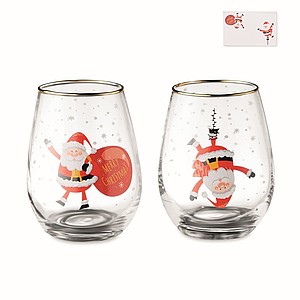 Sada dvou sklenic s motivem Santa Clause, 330ml - vánoční reklamní předměty