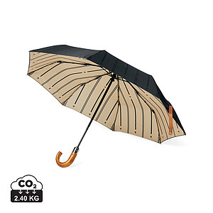 Skládací deštník, recyklované materiály, černý - ekologické reklamní předměty