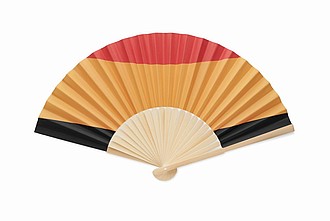 Skládací vějíř, bambus, papír, design vlajky Belgie - reklamní předměty