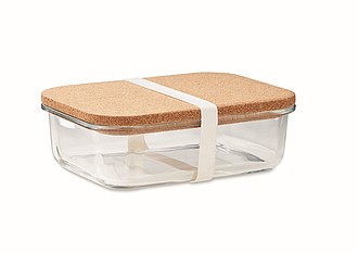 Skleněný lunchbox s korkovým víčkem, 830ml - reklamní předměty