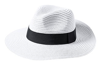 Slaměný klobou s černou stuhou, bílá - reklamní klobouky