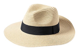 Slaměný klobou s černou stuhou, přírodní - reklamní klobouky
