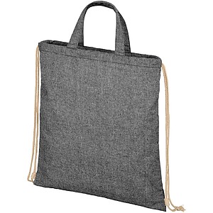 Šňůrkový batoh z recyklované bavlny a polyesteru, černá - batoh s potiskem