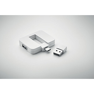 TOGAR Plastový čtyřportový USB rozbočovač, bílá