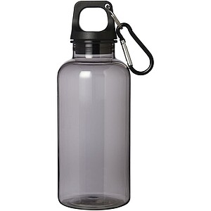 Transparentní láhev na pití s karabinou, 400ml, černá