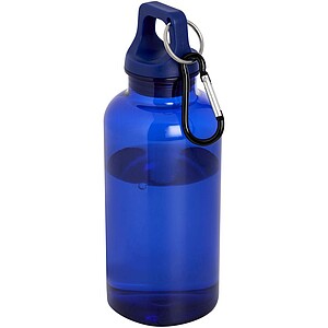 Transparentní láhev na pití s karabinou, 400ml, modrá