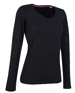 Tričko STEDMAN STARS CLAIRE V-NECK LONG SLEEVE černá M