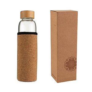 VANILLA SEASON INDAUR Sklenená fľaša s korkovým rukávom, 500 ml - reklamní předměty