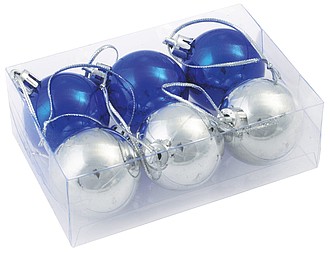 Vánoční baňky, 3 modré a 3 stříbrné - vánoční reklamní předměty