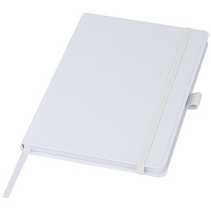 Zápisník s pevnými deskami z recyklovaného plastu, 80 listů, bílý - reklamní zápisník